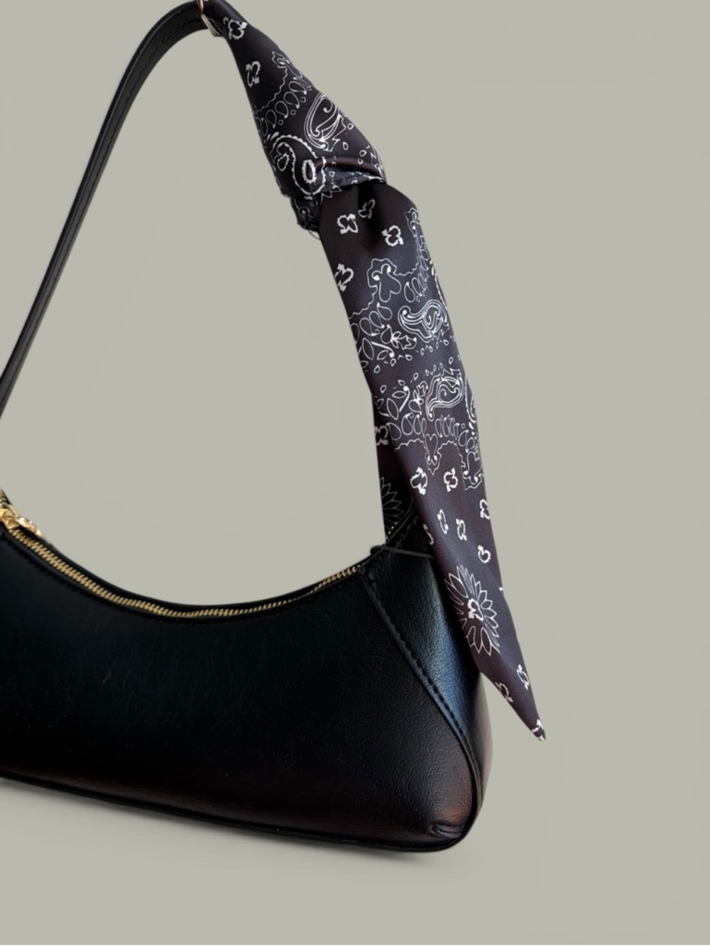 Steve Madden Black Shoulder Bag with Paisley Bandana Accent - Picture 8 of 16